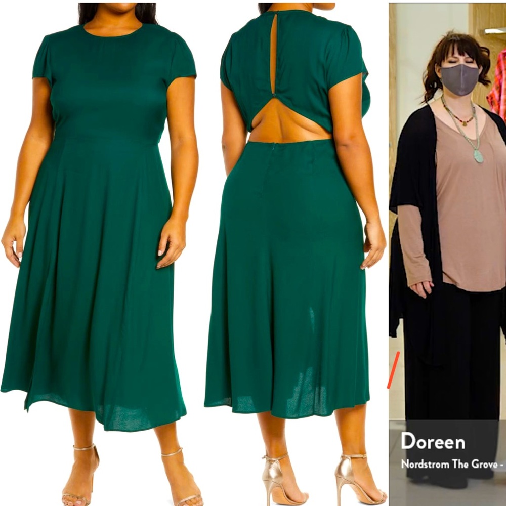 Reformation Gavin Midi Dress Emerald Green (18W)